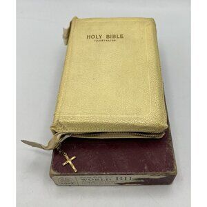 VTG 1951 Young Folks Text World Bible Zippered King James Version in Box 608-Z